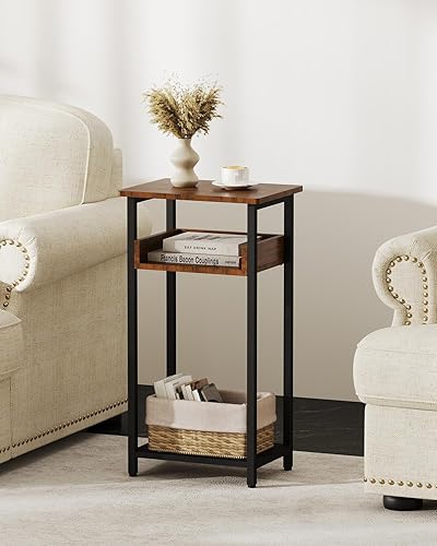 Miniatura 2 de Mesa auxiliar alta, mesa auxiliar de 30 pulgadas de alto, mesa de entrada pequeña, mesita de noche para sala de estar, dormitorio, oficina, marrón