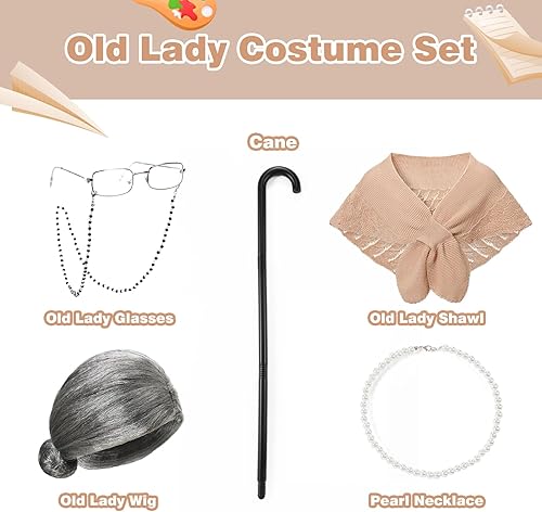 Miniatura 2 de MERIABNY Disfraz de anciana para niños, disfraz del día 100 de escuela para niñas