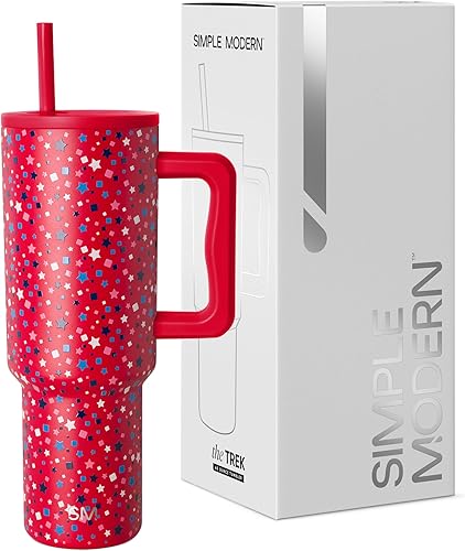 Miniatura 140 de Simple Modern Colección Trek Vaso de 40 fl oz con asa y tapa con popote, botella de agua reutilizable de acero inoxidable, aislada, de viaje, apta