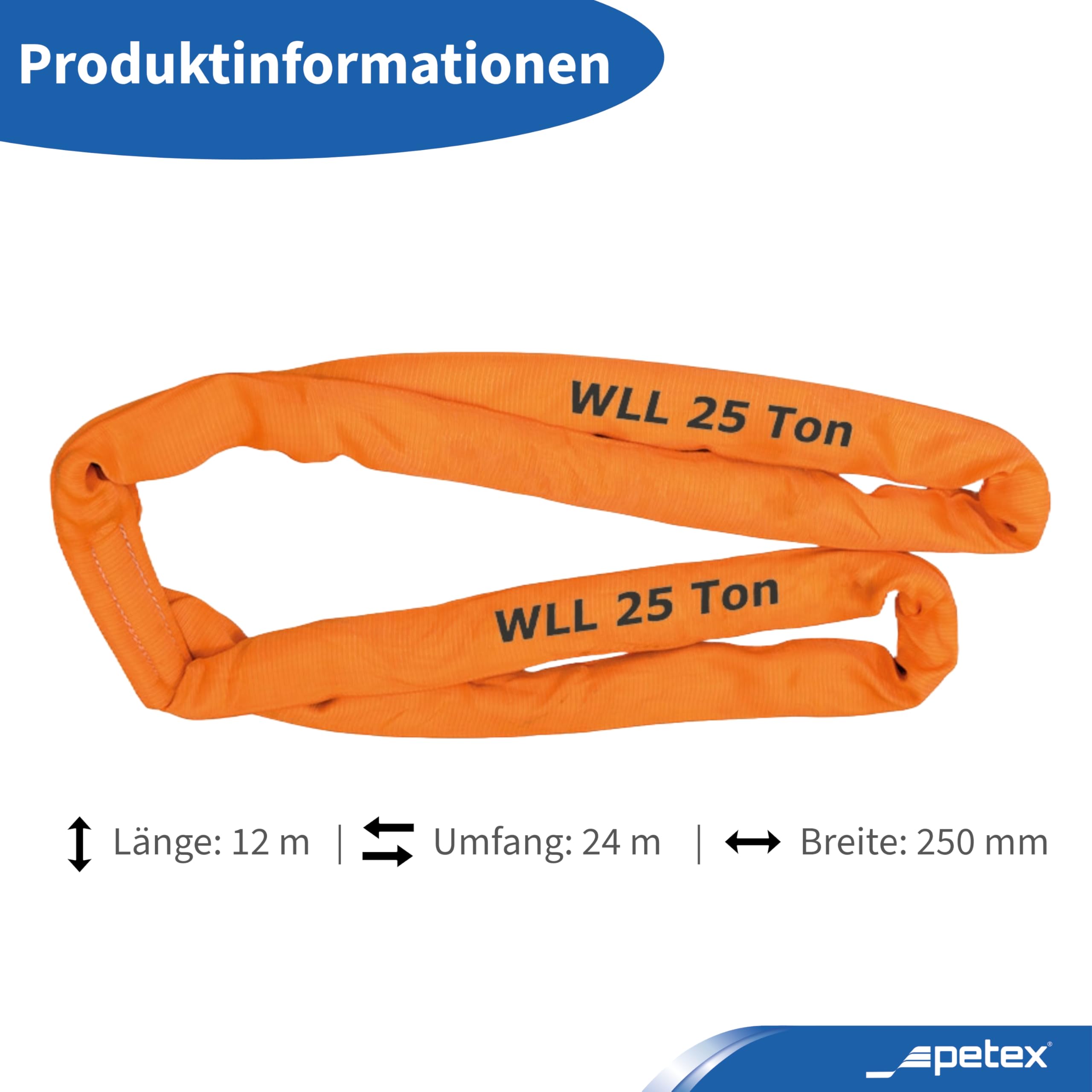 Petex 472251235 Fascia di sollevamento ad anello arancione