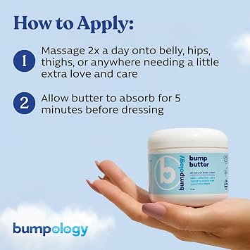 Bumpology Bump Butter, Hydrating Balm for Pregnancy, Stretch Marks, 4 oz | 3-in-1 Belly Balm, Dry Skin, Stretch Marks, Moisturizing Shea & Cocoa Butter, Vitamin E, Physician Formulated