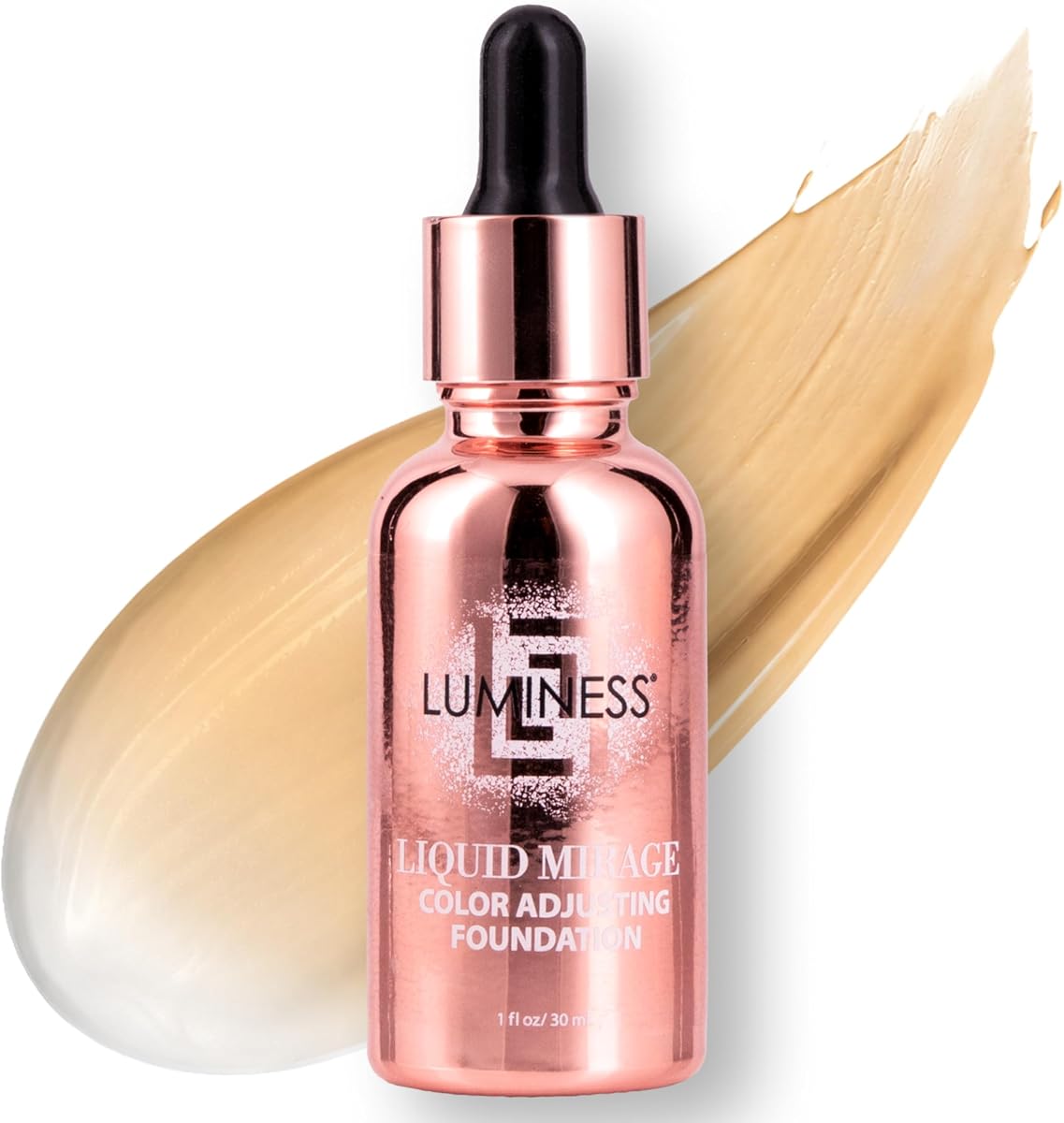 Liquid Mirage Color Changing Foundation for Mature Skin, Skincare-Infused Makeup with Hyaluronic Acid & Vitamin E, Hydrating Liquid Foundation & Concealer Hybrid, Hypoallergenic (Medium)