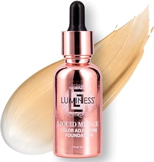 LUMINESS Liquid Mirage Color Changing Foundation for Mature Skin, Skincare-Infused Makeup with Hyaluronic Acid & Vitamin E, Hydrating Liquid Foundation & Concealer Hybrid, Hypoallergenic (Medium)