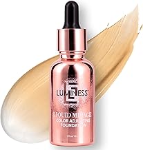 LUMINESS Liquid Mirage Color Changing Foundation for Mature Skin, Skincare-Infused Makeup with Hyaluronic Acid & Vitamin E, Hydrating Liquid Foundation & Concealer Hybrid, Hypoallergenic (Medium)