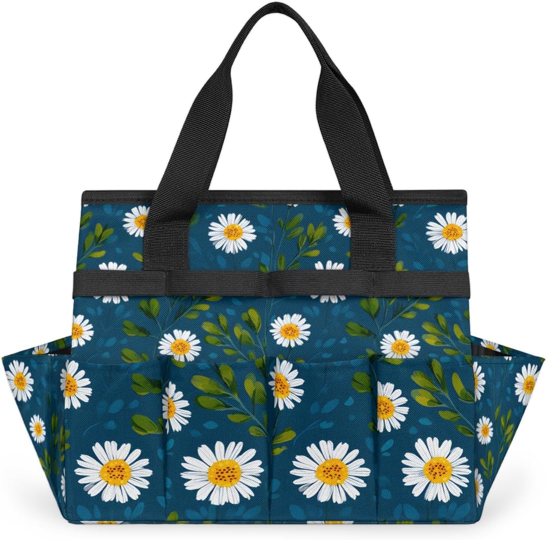 Retro Farm Daisy Garden Tool Bag with Hard Bottom and 10 Pockets