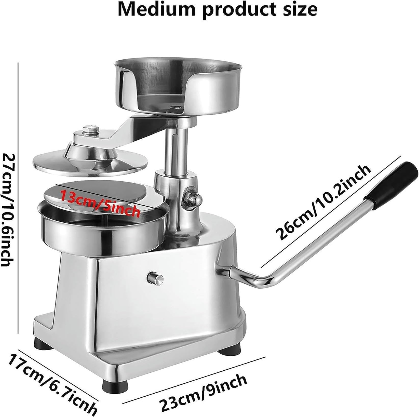 Kommerzielle Burgerpresse, manueller 5-Zoll-Patty-Maker, Hamburger-Formmaschine, Edelstahl-Grillform-Fleischmaschine, for Patties