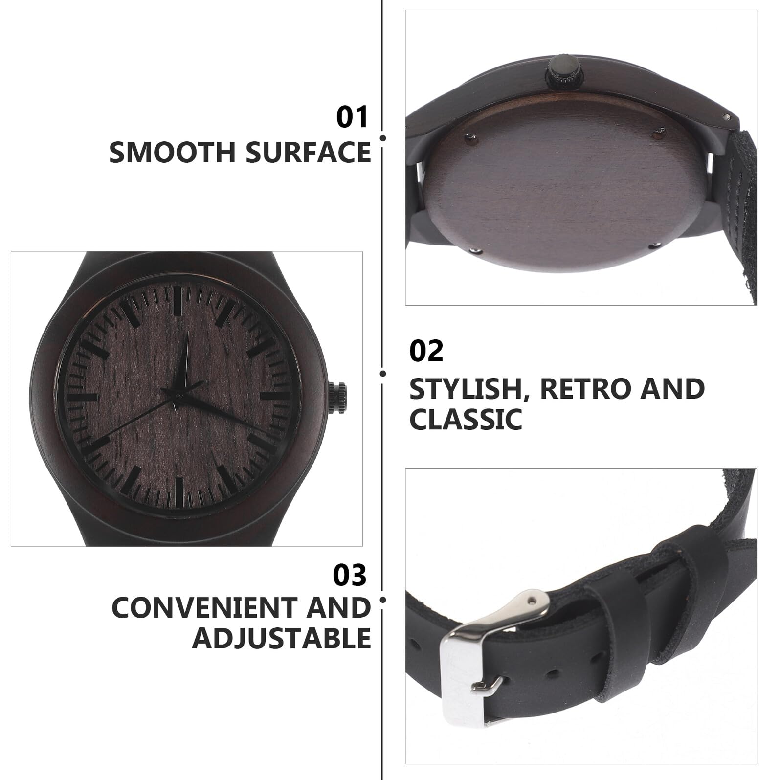 Ipetboom Reloj de Pulsera de Madera para Hombre de Cuarzo, Café | Acero Inoxidable, 1 Pieza, Diseño Retro Clásico, Ligero y Cómodo para Uso Diario