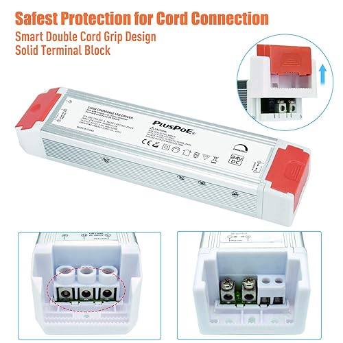 Miniatura 3 de PLUSPOE Controlador LED regulable de 24 V 120 W, 110 V CA a 24 V CC transformador de atenuación de fuente de alimentación de bajo voltaje para tiras