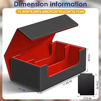 Homthy 1200+ Card Deck Case for Trading Cards, Leather Magnetic Closure Commander Card Storage Box Magic Card Protectors Fit for YuGiOh, MTG and Sport Cards (Red)