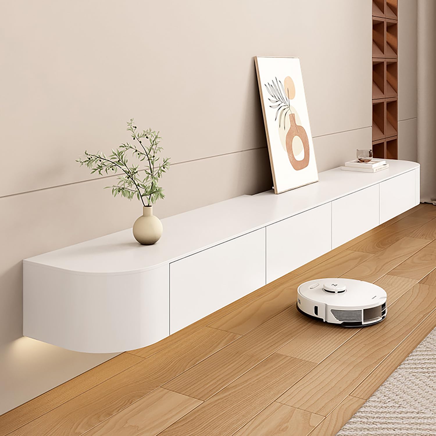 Mobile TV Sospeso In Legno Massello 140cm - Pensile Moderno Per Soggiorno E Camera Da Letto Con Design A Parete - Foto 9