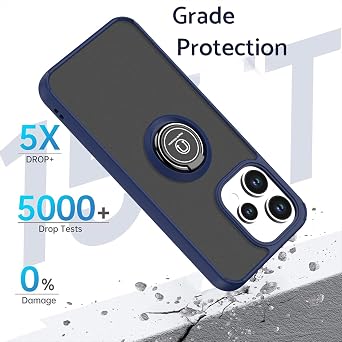 QUIETIP Case for Honor X8d with Screen Protector,Magnetic Ring Car Stand Silicone Translucent Protection Cover,Blue