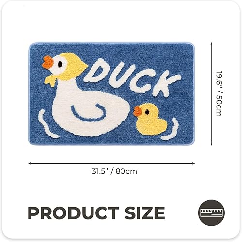 Miniatura 2 de Alfombra de baño de animales, lavable, divertida alfombra de baño de pato de microfibra suave y gruesa, antideslizante, absorbente de agua, para