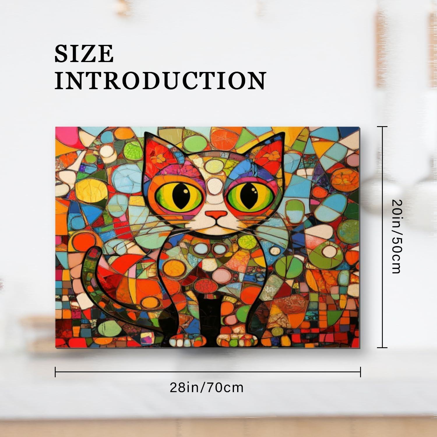 Silicone Stove Mat for Glass Top Stove, Colorful Cat In Mosaic Style Electric Stove Cover Mat, 28 x 20 Inch Heat - Resistant Gas Gtove Burner Covers Glass Stove Top Protector