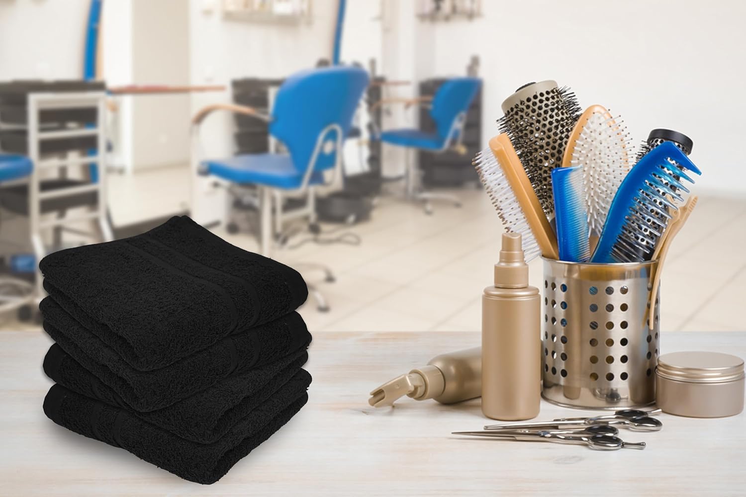 Cinara Bed & Bath Premium 100% Cotton Hand Towels – Soft Quick Dry & Highly Absorbent – 16x27 Inches, Pack of 24 – Ideal for Bathroom, Salon, Gym, Spa & Everyday Use – Black