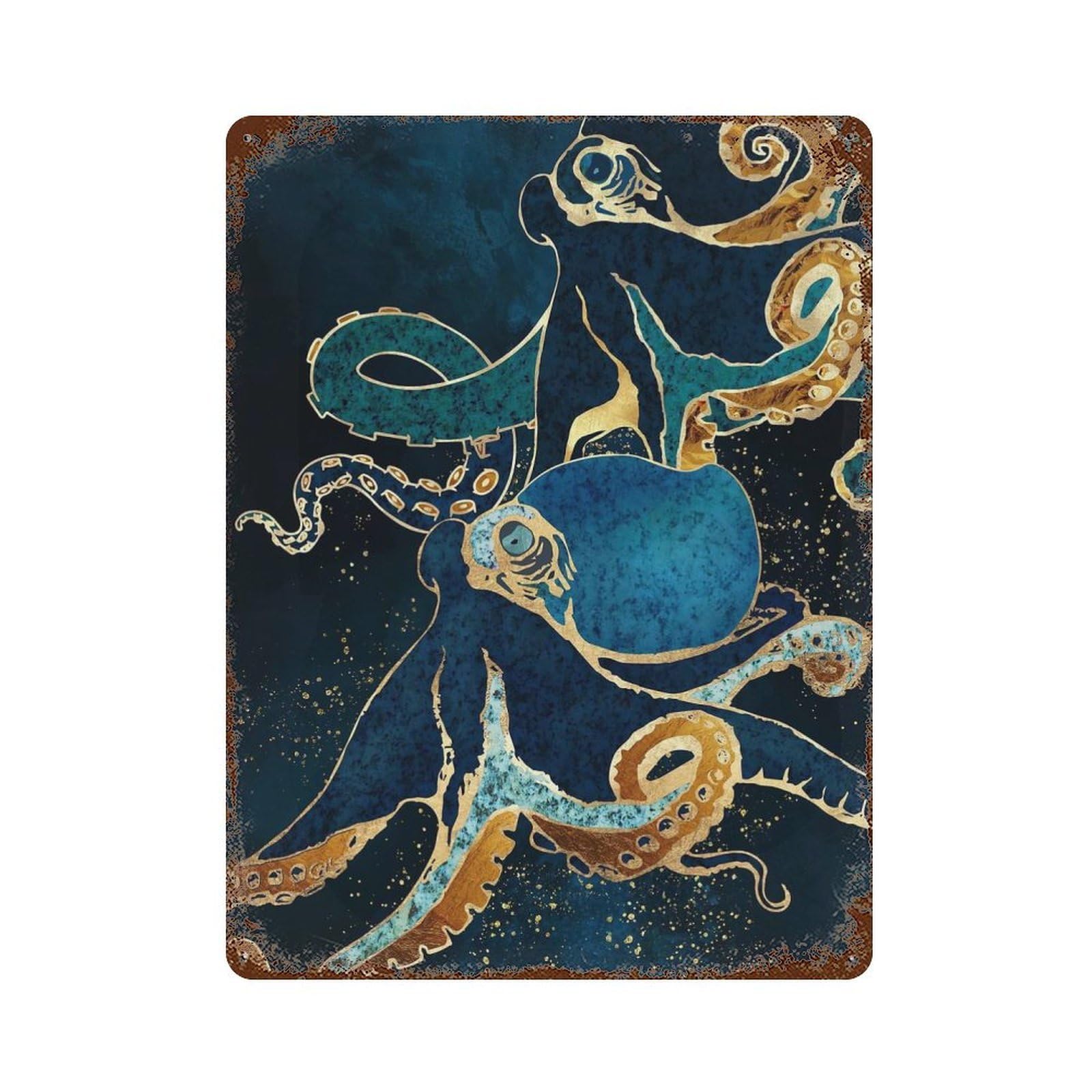 Vintage Rust Metal Sign Underwater Dream IX 15.7"x11.8", Old School Wall Decor for Garage, Bar And Workshop Decor
