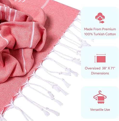 Miniatura 4 de CASAVERSE Toalla de playa turca, 100% algodón, secado rápido, sin arena, toalla turca de viaje