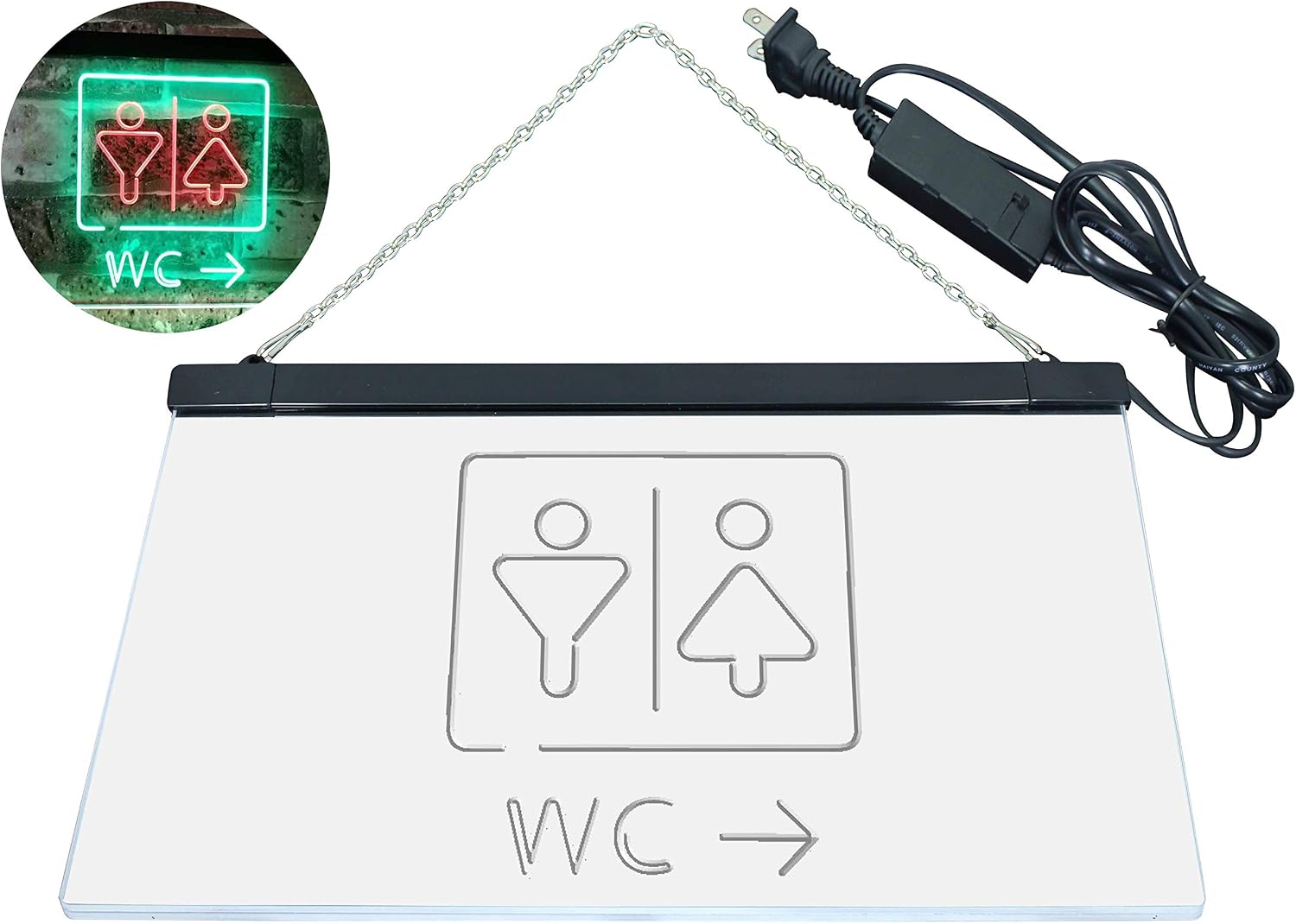 ADVPRO W.C. Toilet Restroom Display Restaurant Café Dual Color LED Neon Sign Green & Red 24" x 16" st6s64-i3033-gr