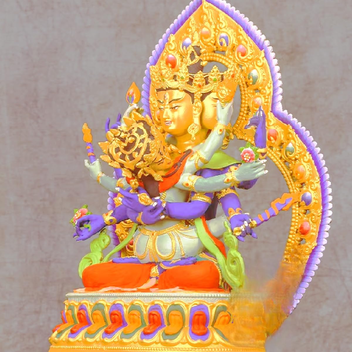 Escultura de estatua de Buda de meditación de 10,5 pulgadas, decoración de estatua de Buda Guhyasamāja Tantra, colorida estatua de Buda de bronce antiguo, altar de meditación en el hogar, sala de esta