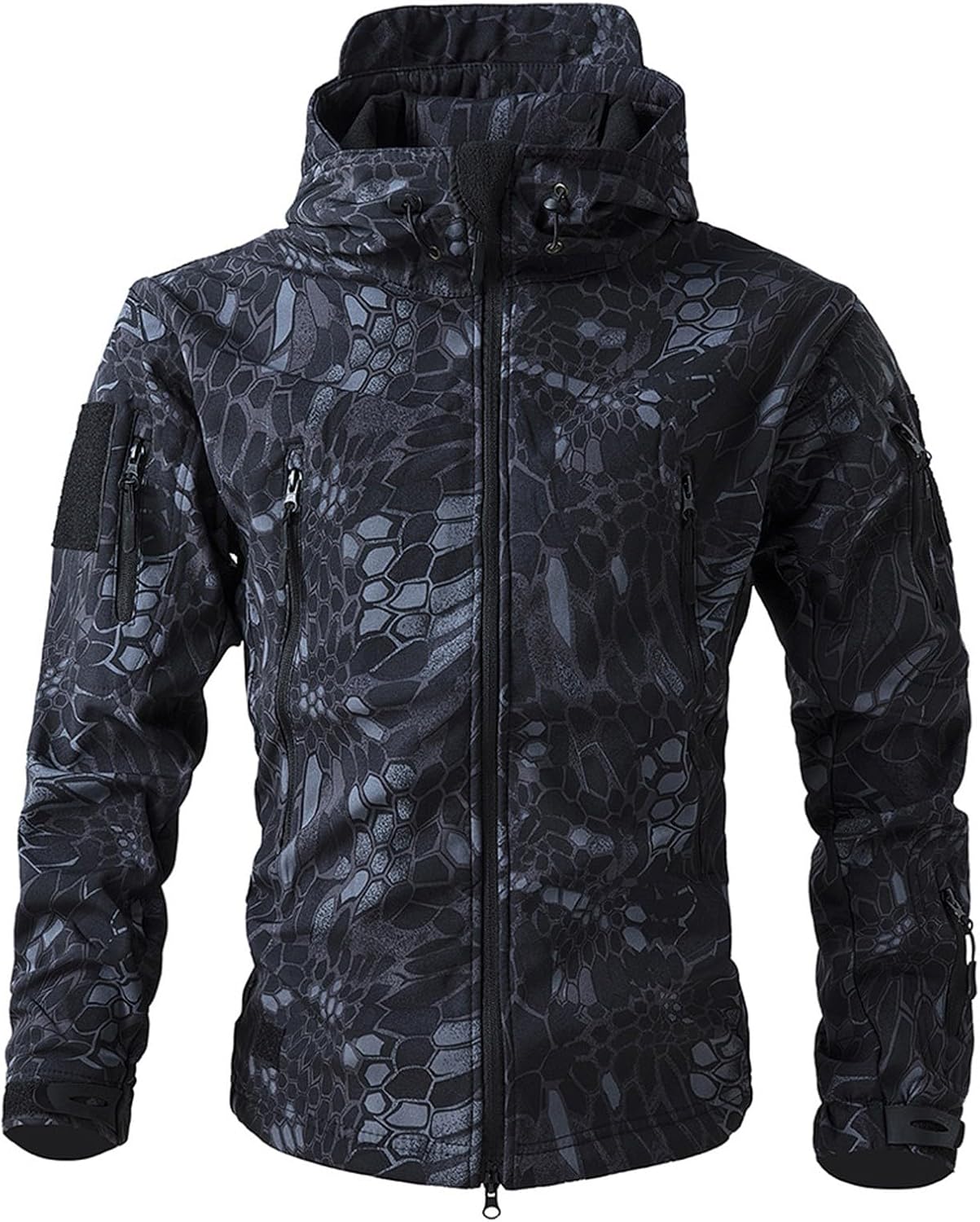 Men's Camouflage Jacket Full-Zip Waterproof Fleece Lined Winter Coats Hooded Military Windbreaker Jackets with Pocket