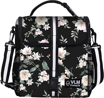 VLM Lunch Box for Women, Insulated Lunch Bag Women with Adjustable Shoulder Strap, Cute Lunch Tote Bag for Work,Picnic,Camping