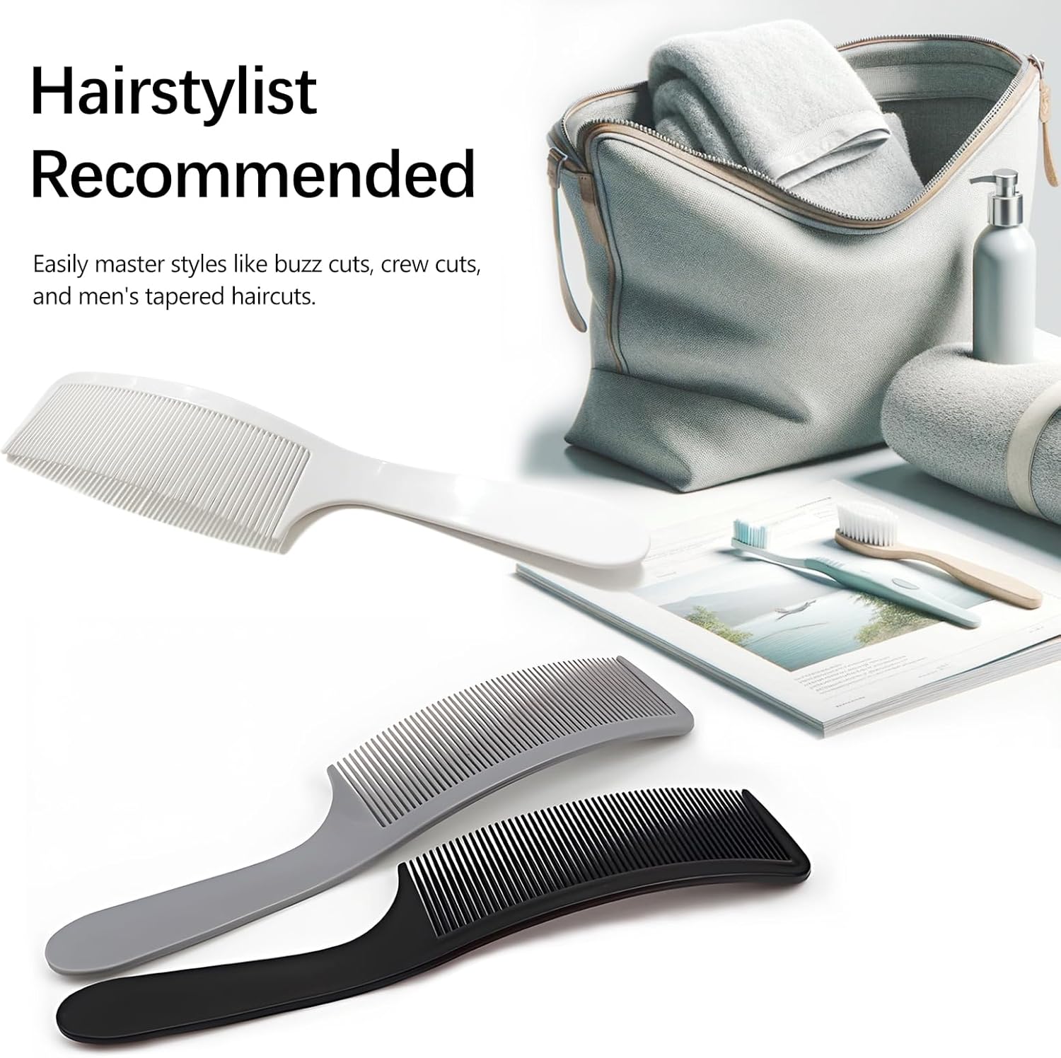 Curved Barber Clipper b Set in Bla, White, Grey: for