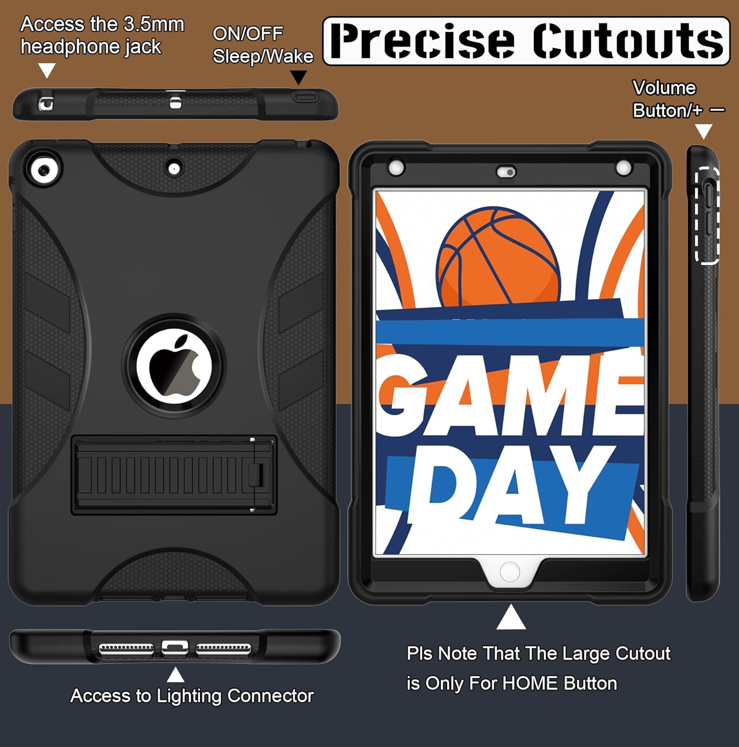 Rantice Military-Grade Tested Case for iPad 10.2 Inch 9th/8th/7th Gen, Shockproof Protective Cover with Stand & Child-Safe Design (Black) - Image 5