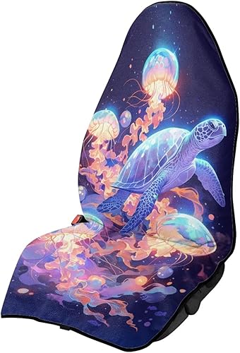 Miniatura 8 de Protector de asiento de coche con estampado de flores de tortuga marina para asiento delantero, funda impermeable para asiento de automóvil para