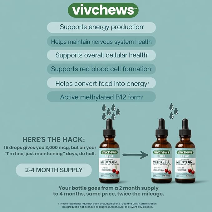 High-Potency Vegan Methyl B12 Liquid Drops 3000 mcg miniatura 7