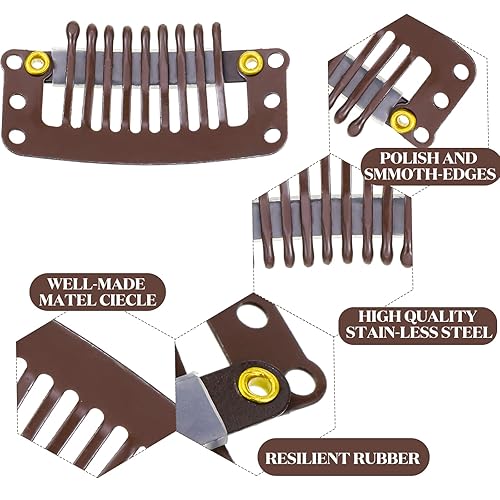 Miniatura 3 de 30 pinzas de extensión de cabello de 1.260 in y 9 dientes, pinzas a presión, peine pequeño, accesorios para peluca, clips para mujeres, extensiones