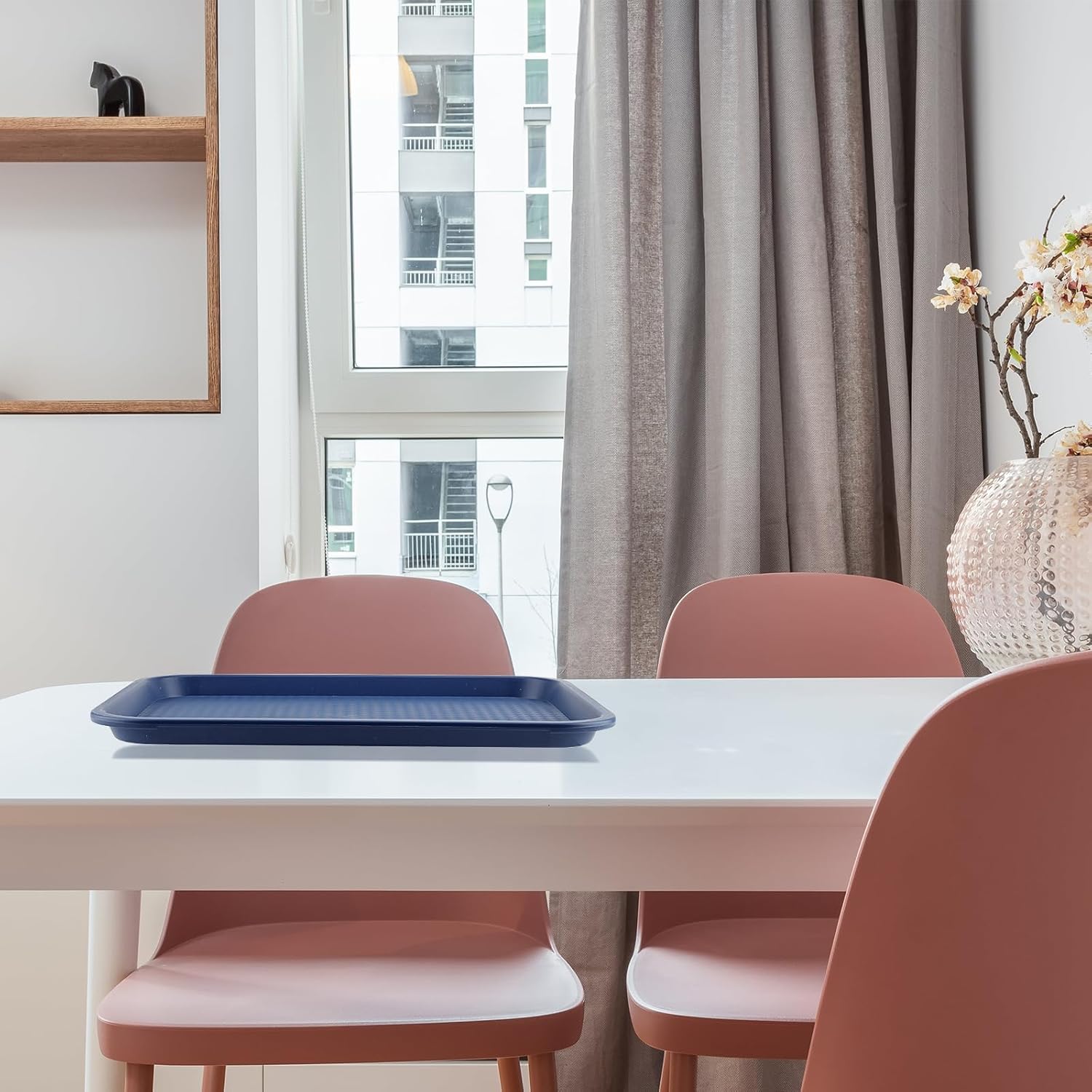 ZOENHOU 6 Pack 14 x 10 Inch Plastic Fast Food Tray, Rectangular Cafeteria Trays Food Serving Tray Bulk, Plastic Lunch Trays for Serving Food Home Restaurant Dinning Room Organization, Blue - Image 7