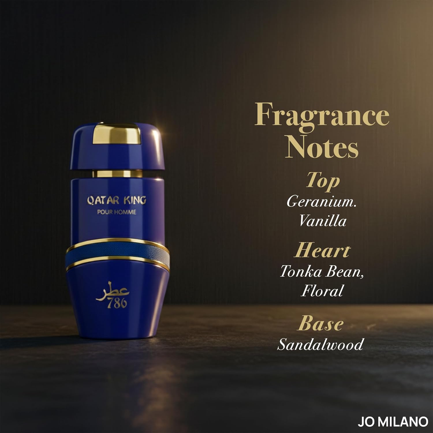 Jo Milano Qatar King Eau De Parfum Spray | 3.4 oz (100ml) | Oud, Vanilla, Fresh Spicy, Amber, Floral Scent | Long Lasting Fragrance for Men
