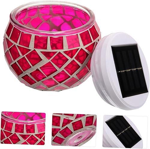 Miniatura 4 de OSALADI Luz solar de jardín al aire libre Mosaico de vidrio Luz solar de césped Luz solar al aire libre para jardín Luz solar LED Lámpara de luz