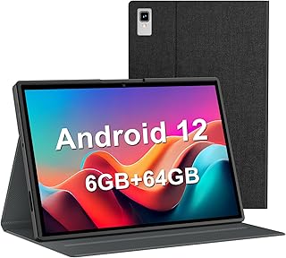Android Tablet, 10.1 Inch Android 12 Tablet, 6GB RAM 64GB ROM, 1TB Expand, Android Tablet with 8000mAh Long Battery, 5G WiFi, Bluetooth, Dual Camera, FHD IPS Touch Screen, GPS, Google GMS Certified