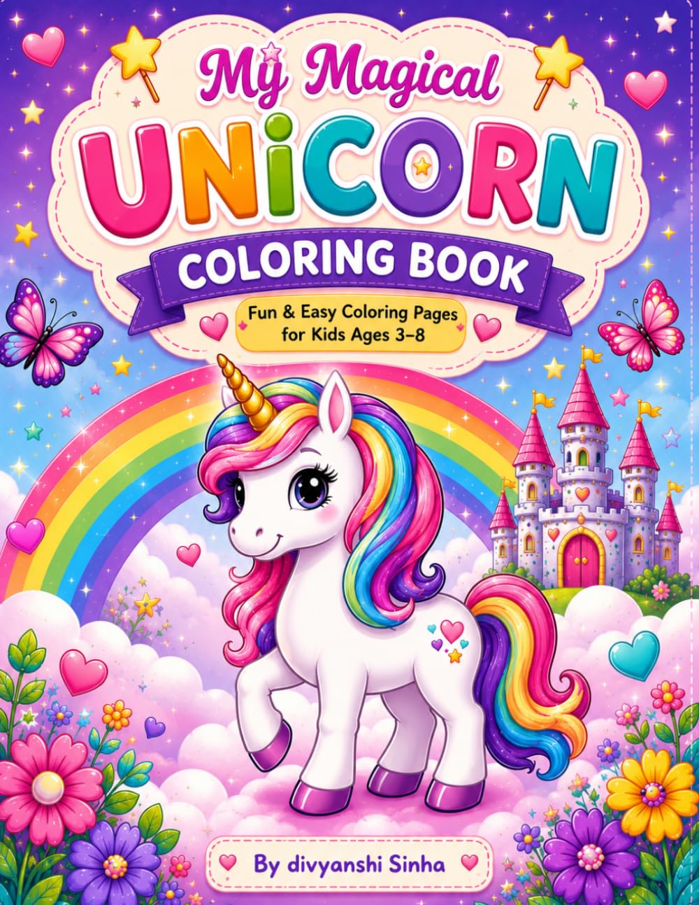 My Magical Unicorn Coloring Book: Fun & Easy Coloring Pages for Kids Ages 3–8 Book