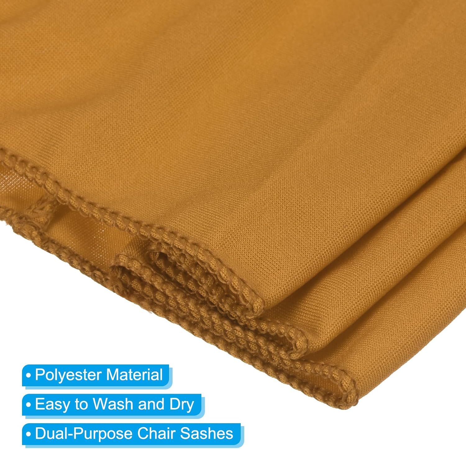 PATIKIL 13" x 5" Stretch Chair Sashes Bows, 10 Pack Elastic Chair Bands Sashes with Buckle Slider for Wedding Banquet Decorations, Gold Tone