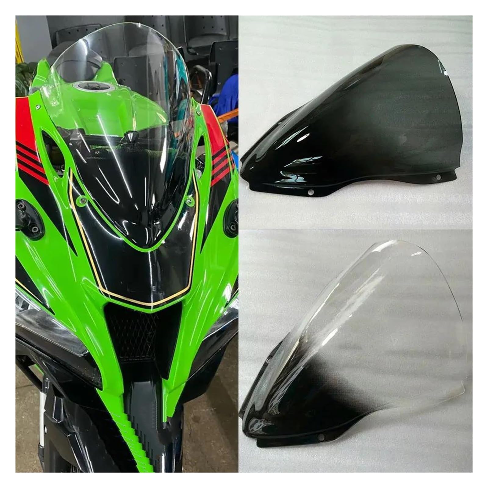 Spojler przedłużający szyba przednia Pasuje do Kawasaki Ninja ZX10R ZX-10R ZX 10R ZX10RR 2016-2020 podwójna bańka przednia szyba Deflektor motocykla(2)