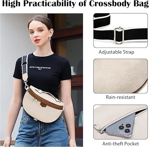 Miniatura 3 de Eslcorri Bolsos cruzados para mujer, bolso bandolera de moda, bolso de hombro, cangurera de cuero causal de pecho, bolsa cruzada