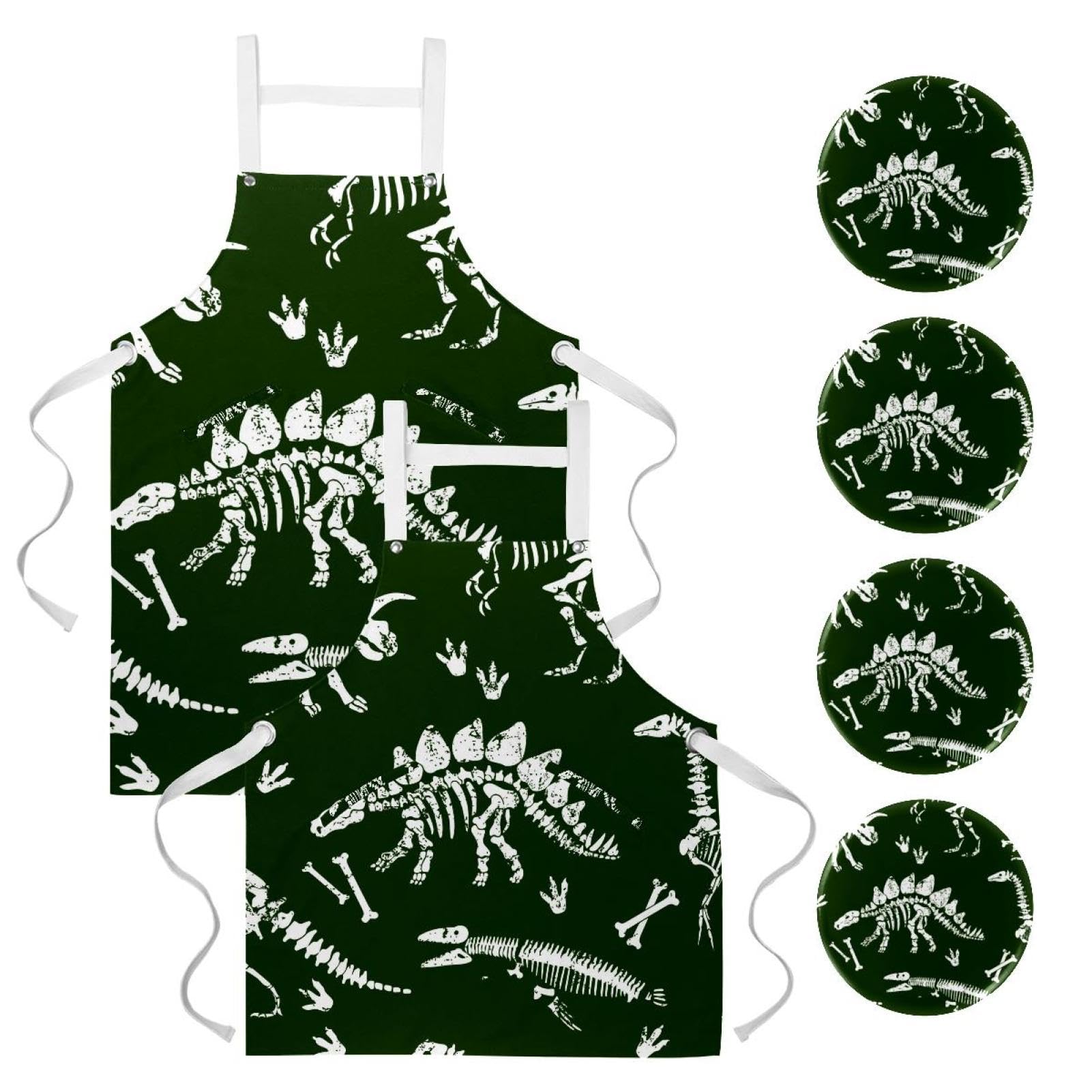 Tablier de serveuse imprimé dinosaure pour bistrot et bar - 7