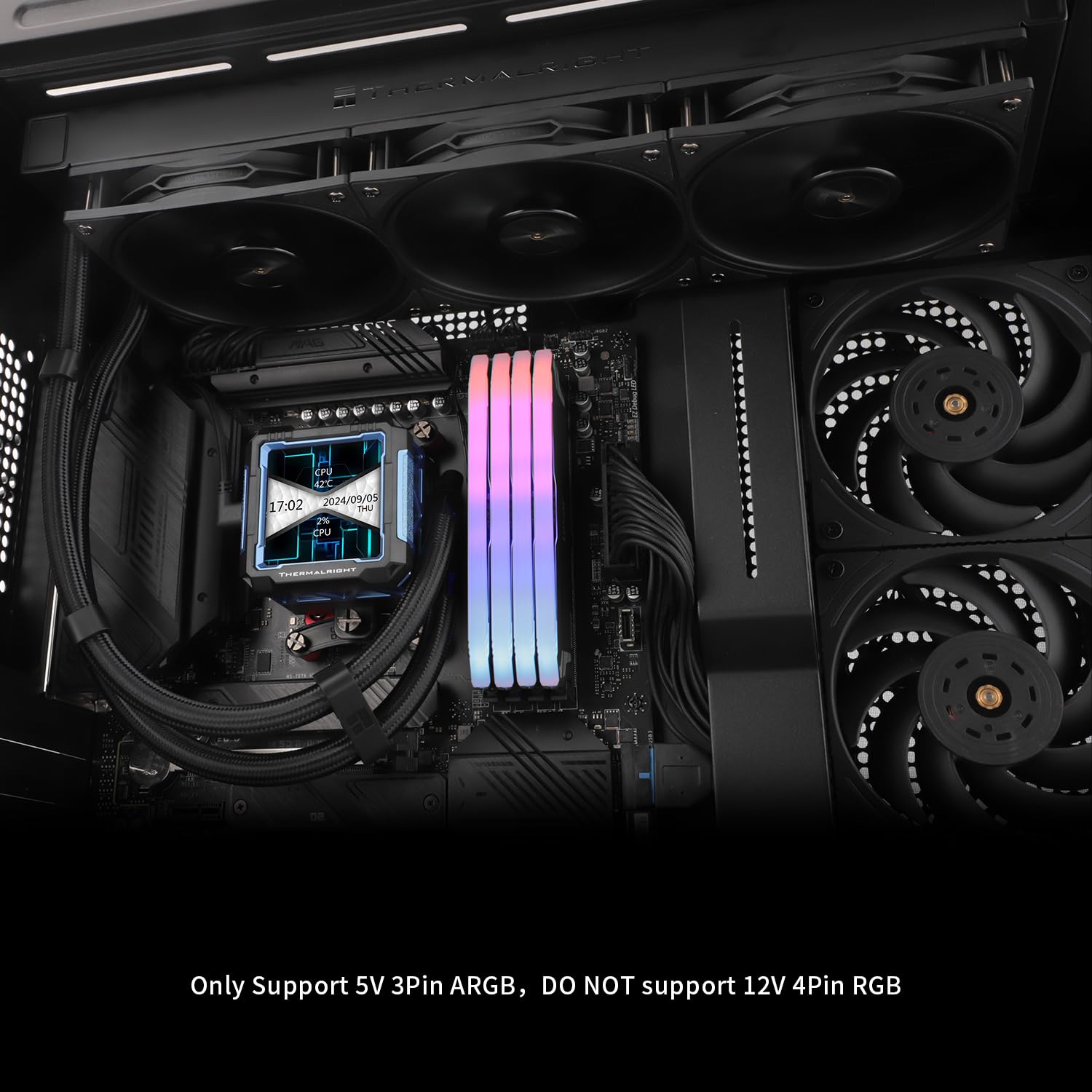 Thermalright FW PRO 360 Black CPU AIO Cooler,IPS LCD Screen with 320 * 320 Resolution,for AM5&Intel 1700/1851,High-Performance 360 Specs Water-Cooled Radiator with 2.73in Removable Display