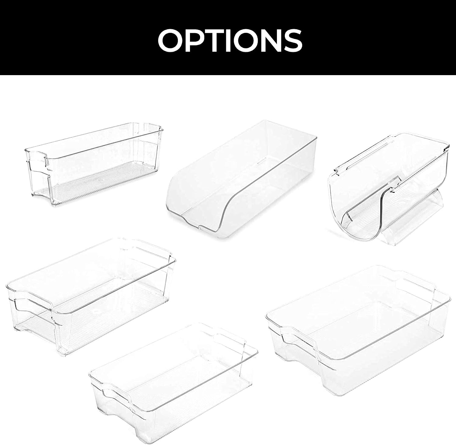 Smart Design Stackable Refrigerator Organizer Bins for Fridge Storage – Clear, 8 x 12 in., Set of 4 – Fridge Organization and Storage Bins with Handles for Easy Living – BPA-Free Plastic