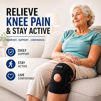 Knee Brace with Open Patella & Side Stabilizers, Adjustable Compression Knee Support for Men & woman, Breathable Support for Knee Pain, Running, Gym, Arthritis Relief