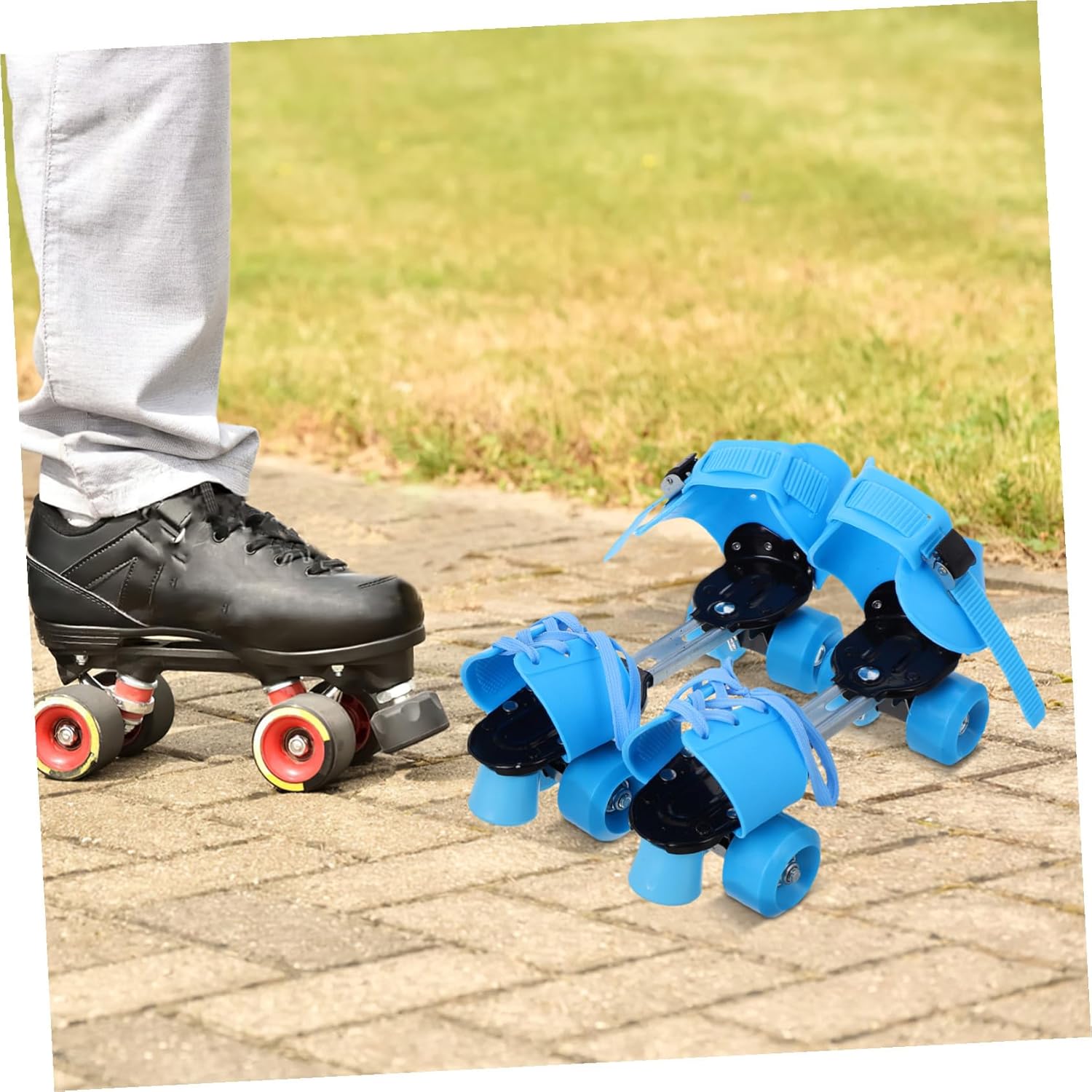 Adjustable Roller Skates Double Row Wheels for Beginners Balanced Fit Convenient Removal Outdoor Quad Skates for Boys and Ages Training Supply