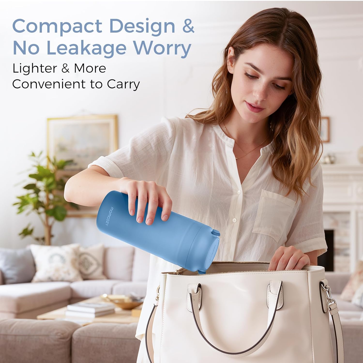 Momcozy Portable Breast Milk Cooler for Travel, 24H Ice-Free Cooling Breastmilk Storage Bottles Container, 12oz Leak Proof Outdoor Small Freezer, Baby Breastfeeding Essential for New Moms, Blue