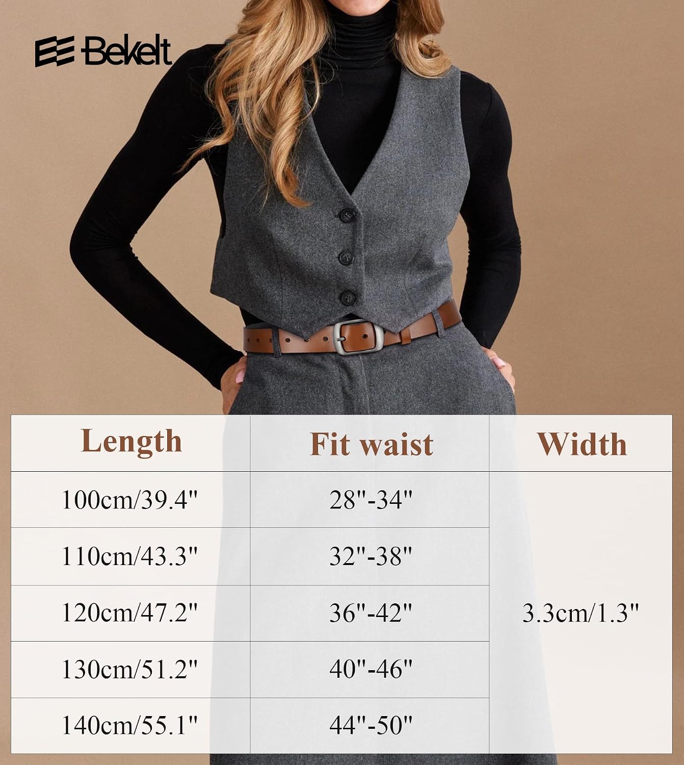 Women's Full Grain Genuine Leather Belt Casual Ladies Waist Belt