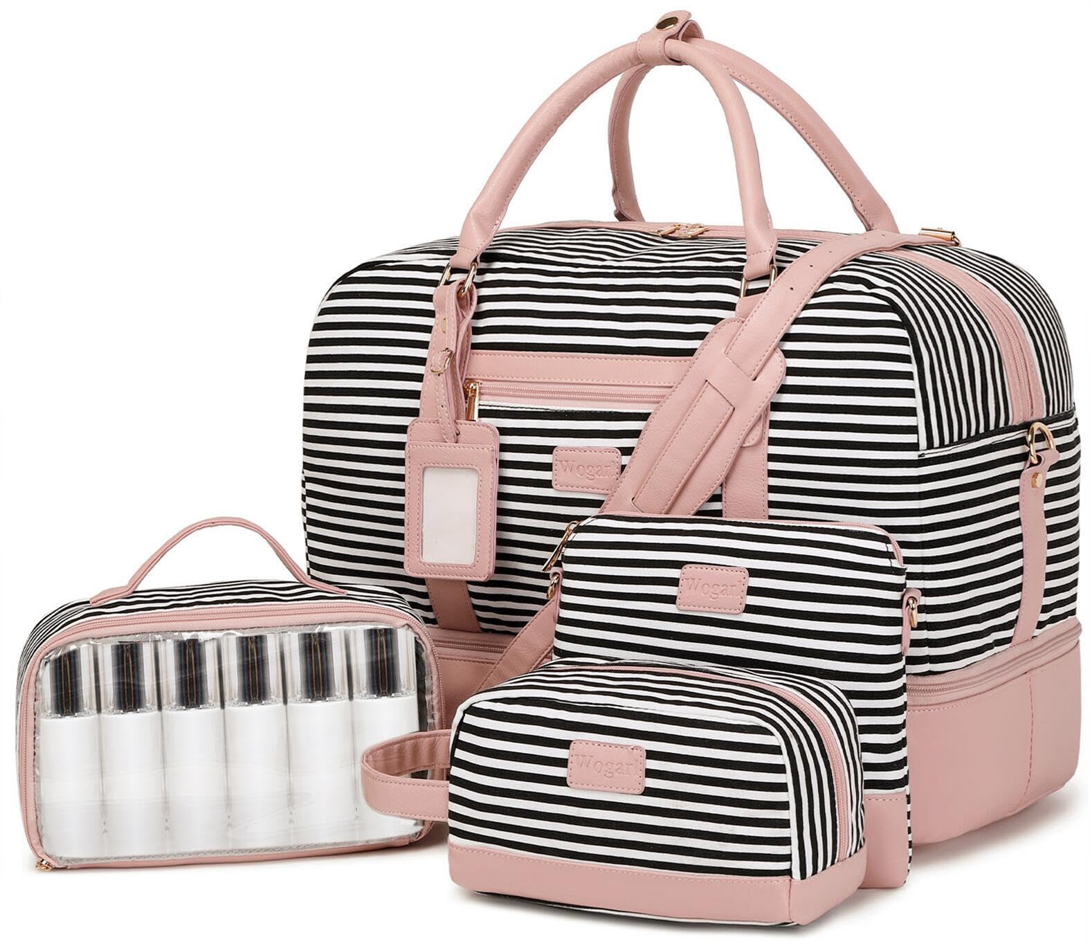 Wogarl Weekender Bags for Women Large Overnight Bag Weekend Travel Duffel Bag Carry on Shoulder with Shoe Compartment Toiletry Bag for Travel Business