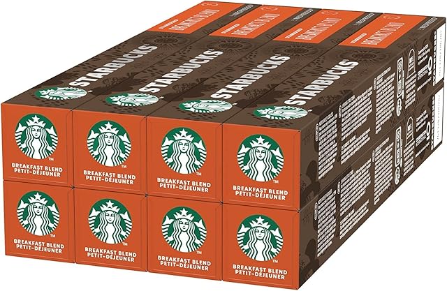 STARBUCKS Breakfast Blend by Nespresso, Torréfaction Ambrée capsules de café (Total 80 capsules) 0.45 kg