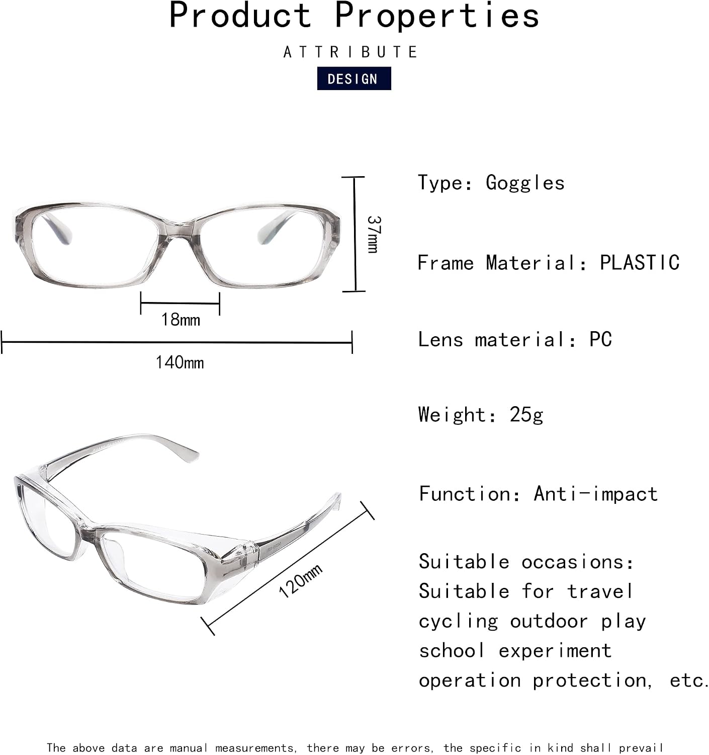 SooGree Safety Goggles Glasses Anti-pollen Dust Scratch Protective Eyewear Detachable Lens Myopia Frame