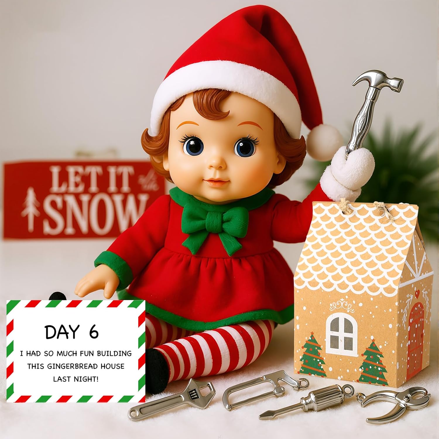 Jenaai 24 Day Christmas Kit Adventure Props Advent Calendar 2025 Scenes Christmas Activities Accessories Gifts Props Planning Calendar for Doll Decor
