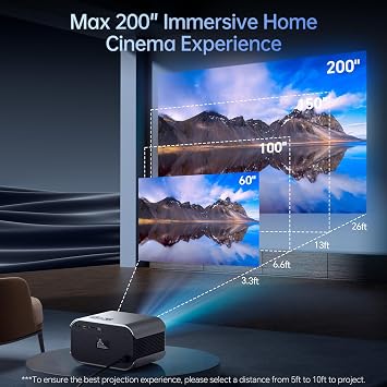 Mini Projector with WiFi and Bluetooth 4K Support Combo 120 inch Projector Screen with Stand