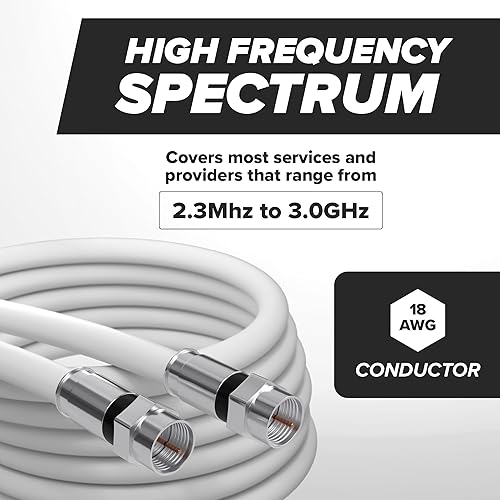 Miniatura 6 de Cable coaxial RG6 de CIMPLE CO, color blanco, fabricado en los Estados Unidos, con conectores, F81RF, coaxial digital, AV, CableTV, antena y